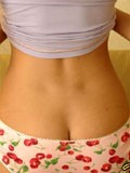 Tera 19 pulls down her cherry panties for a look at her cherry pussy!