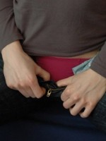 Teen showing off her pink panties