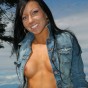Trista wearing a cute jean jacket and white panties