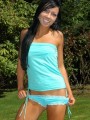 Trista wearing sexy aqua lingerie